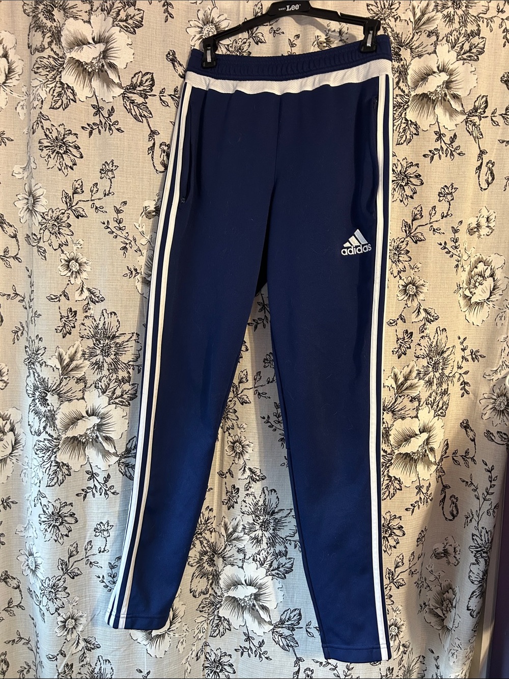 adidas Navy Blue Joggers with White Side Stripes